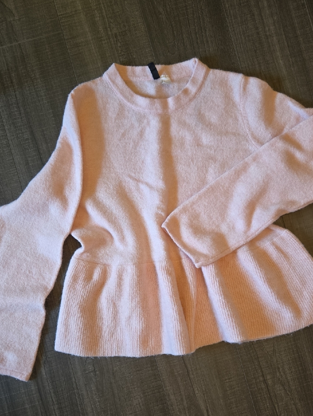 H&M Pink Peplum Crewneck Sweater